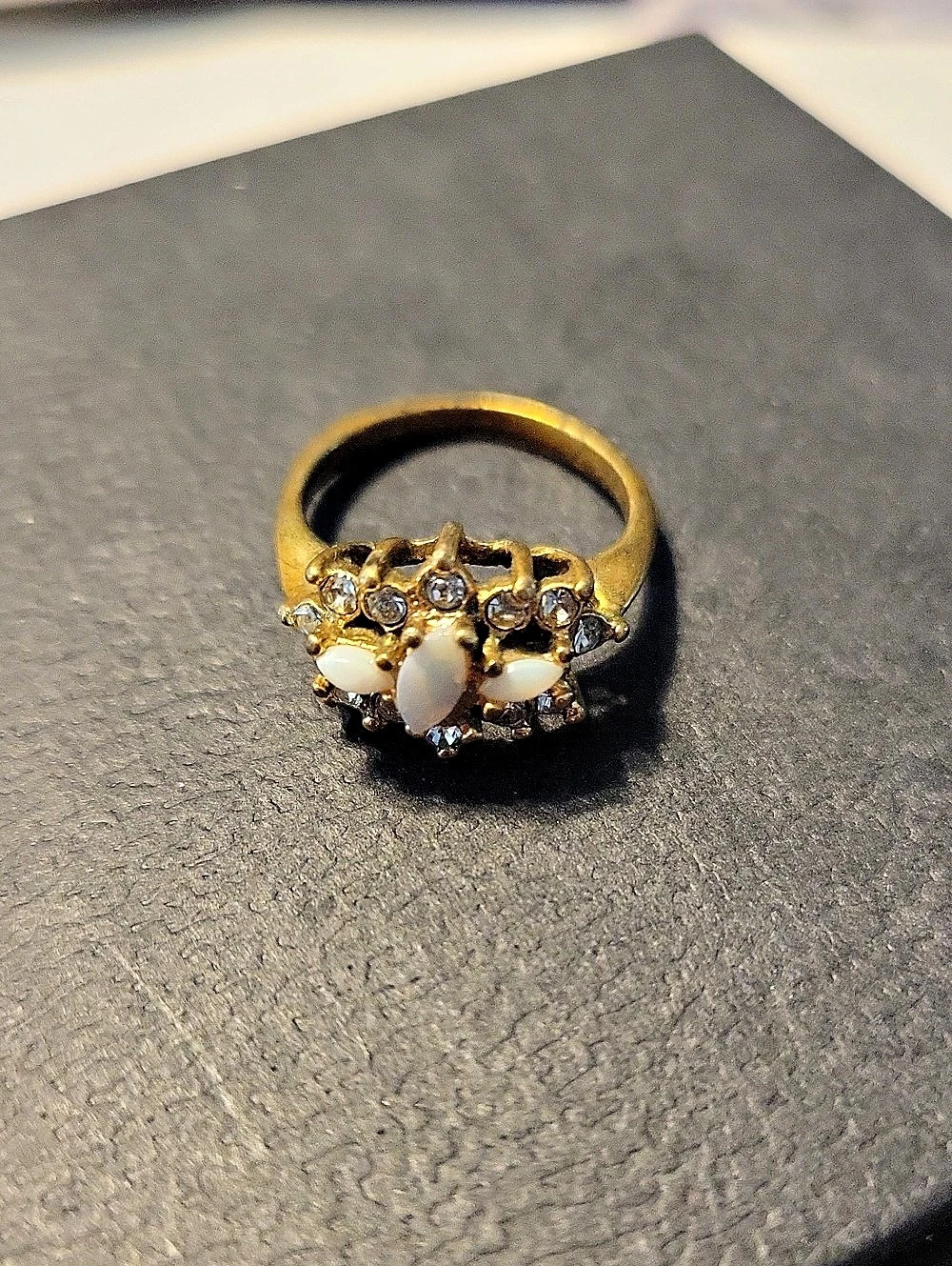 Vintage Gold-Tone Cluster Statement Ring